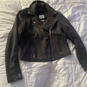 Grey Vegan Suede Moto Jacket from Abercrombie